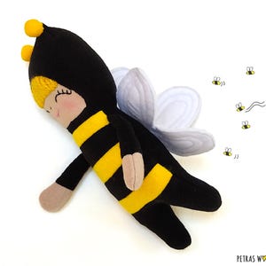 Bee Doll Sewing Pattern - PDF Plush Toy Tutorial, DIY Bumblebee Softie ...