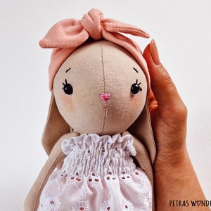 Bunny Rabbit PDF Sewing Pattern, Tutorial and Video Diy Doll Patterns to Make a Mom and Baby Soft Doll Set with Clothes and Accessories image 6