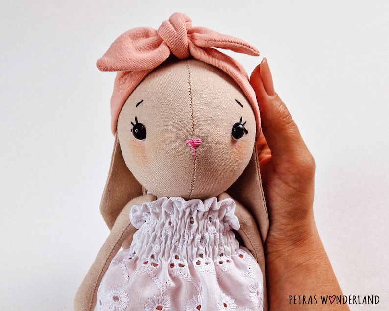 Bunny Rabbit PDF Sewing Pattern, Tutorial and Video Diy Doll Patterns to Make a Mom and Baby Soft Doll Set with Clothes and Accessories image 6