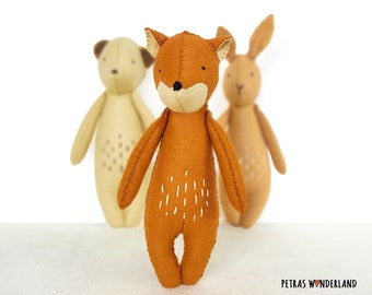 hand made cotton おまとめ PDF Sewing Pattern and Tutorial - Bunny Bear and Fox Trio