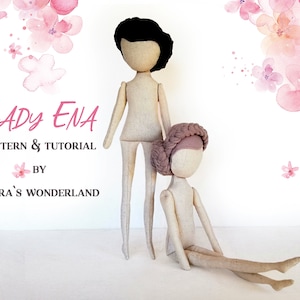 PDF Rag Doll Pattern and Sewing Tutorial for 18“ Doll Body – Lady Ena Cloth Doll Pattern, Blank Body e-pattern, Doll Sewing Pattern Diy Doll