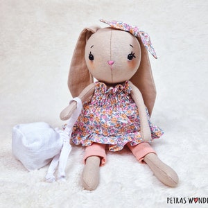 Bunny Rabbit PDF Sewing Pattern, Tutorial and Video Diy Doll Patterns to Make a Mom and Baby Soft Doll Set with Clothes and Accessories image 7