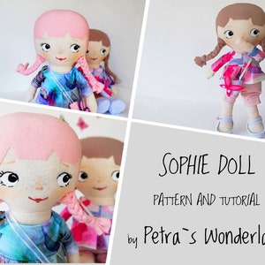 Modello di cucito PDF – Tutorial di cucito per bambola Sophie, modello per bambola di stoffa da 18", download immediato, modello per bambola di pezza, modello elettronico fai da te per regalo per la migliore amica