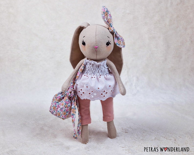 Bunny Rabbit PDF Sewing Pattern, Tutorial and Video Diy Doll Patterns to Make a Mom and Baby Soft Doll Set with Clothes and Accessories image 5
