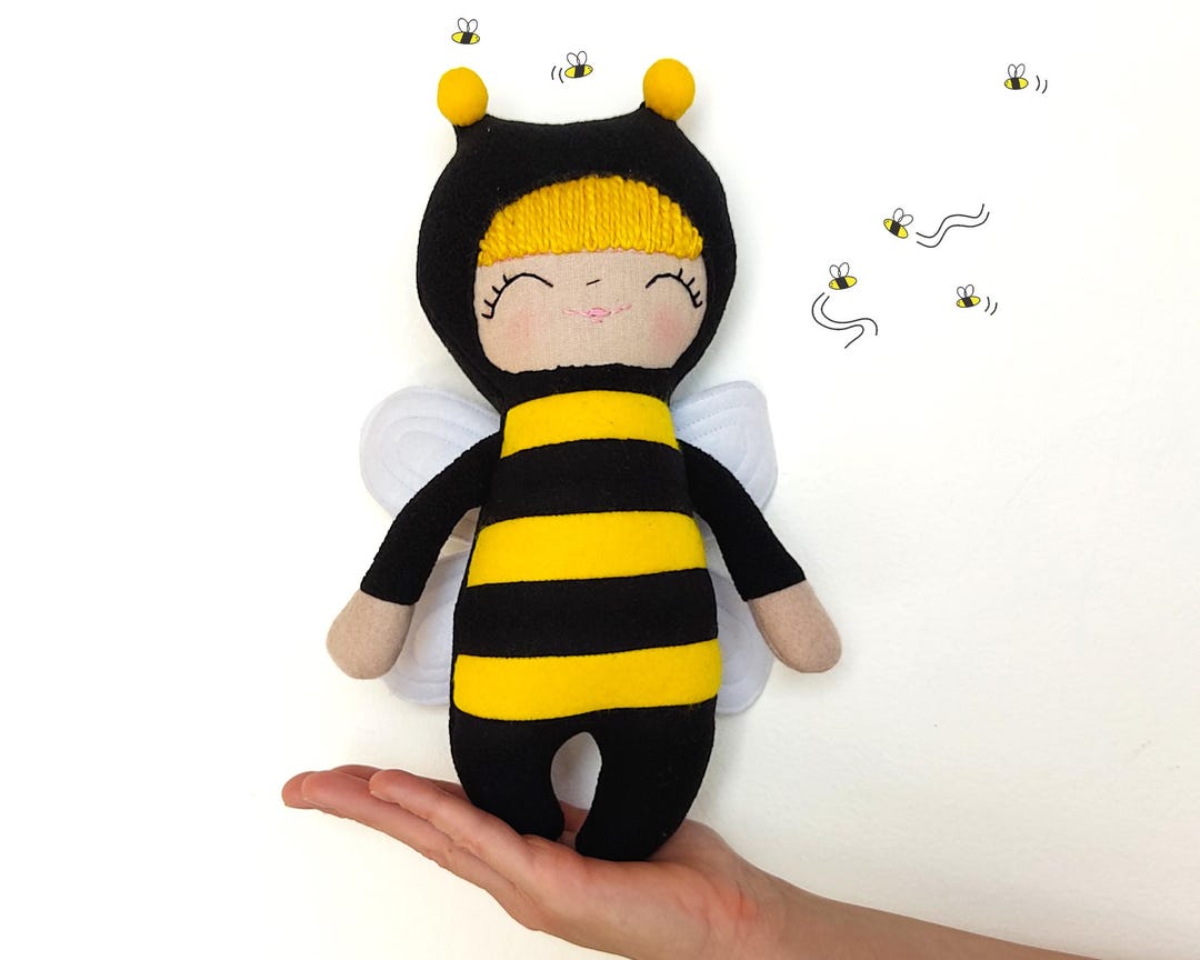 Bee Doll Sewing Pattern - PDF Plush Toy Tutorial, DIY Bumblebee Softie ...