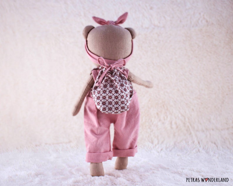 Bear sewing pattern PDF and Video diy tutorial to make a teddy bear Mom and mini baby bear stuffed animal with clothes and accessories image 9