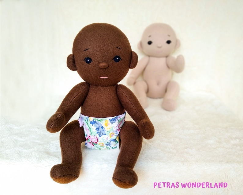 PDF Baby Doll Pattern and Tutorial, 18” Soft Doll Pattern with Diaper, Easy Sewing Cloth Doll Instant Download Rag Doll Pattern