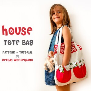 Einfach Nähen PDF Nähanleitung - Haus Tragetasche, Mädchen Geldbörse Schnittmuster, DIY Spielzeugtasche, Instant Download e-pattern Mädchen Tragetasche Schnittmuster Digital