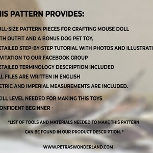 PDF Mouse Digital Sewing Pattern, Easy Tutorial, and Video for You to Make a Dressed Mouse Stuffed Animal Doll with Its Dog Pet DIY Gift image 8