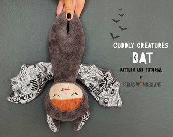 Bat Stuffed Animal Sewing Pattern -  Beginner Plush DIY Sewing Project, Digital Download PDF