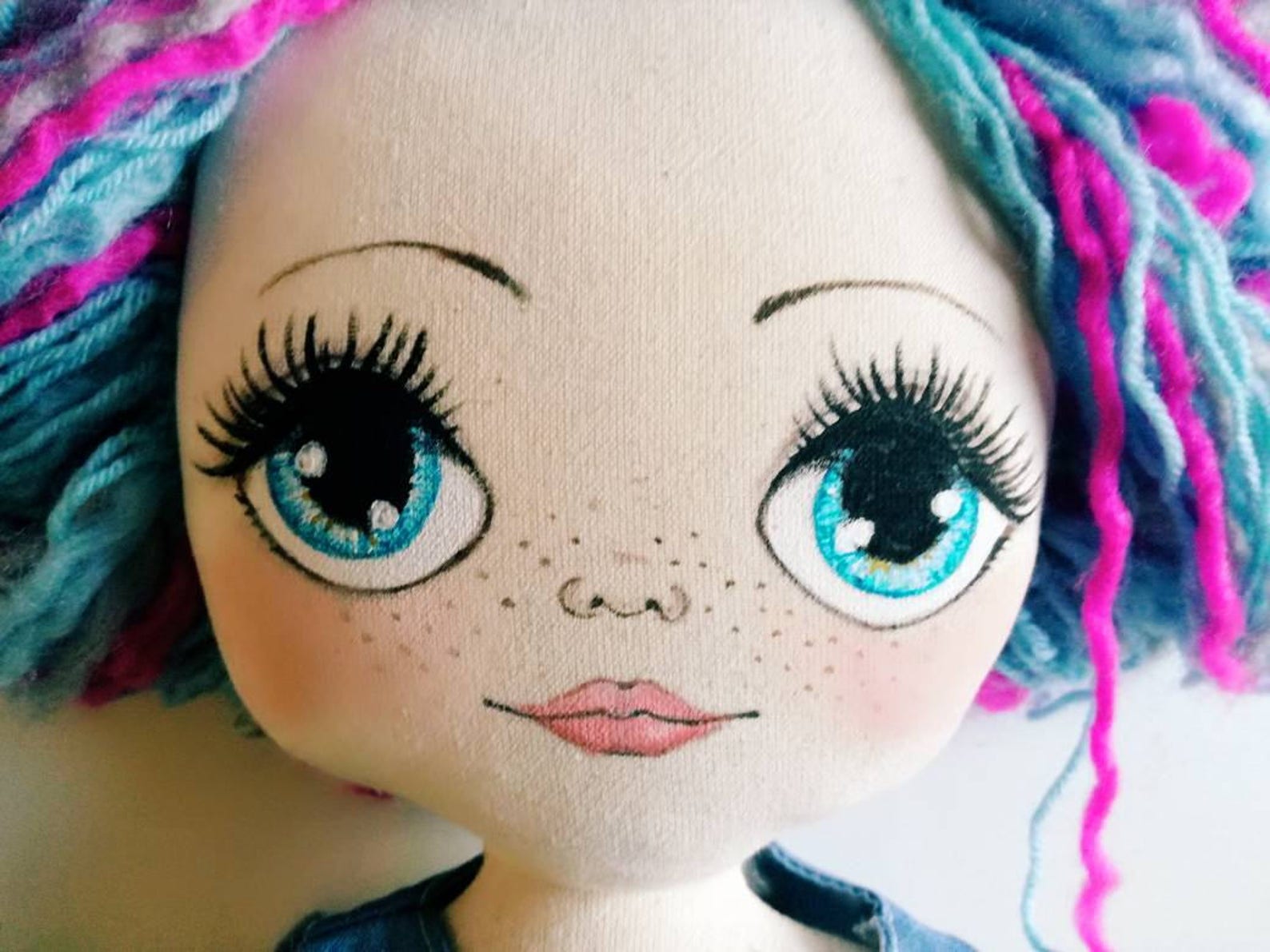 Handmade Rag Doll with Blue Hair - wide 5