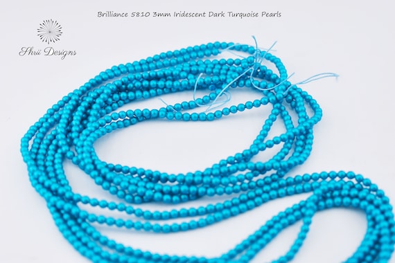 Brilliance 5810 3mm Iridescent Dark Turquoise Pearls, 200 pcs