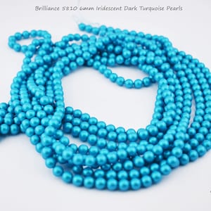 Brilliance 5810 6mm Iridescent Dark Turquoise Pearls, 100 pcs