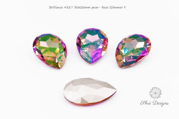 Brilliance 4327 30x20mm pear Rose Glimmer F, Austrian crystal, sold by the piece