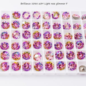 Brilliance 1088 ss39 chatons Ljusrosa Glimmer F, sexpack, österrikisk kristall