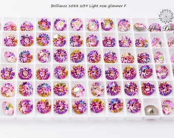 Brilliance 1088 ss39 chatons Light Rose Glimmer F, pack of six, Austrian crystal