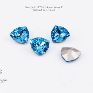 Swarovski 4706 12mm Trilliant Cut stone, Aqua F