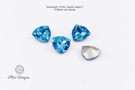 Swarovski 4706 12mm Trilliant Cut stone, Aqua F