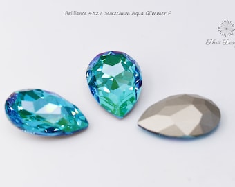 Brilliance 4327 30x20mm Aqua Glimmer F, Austrian crystal