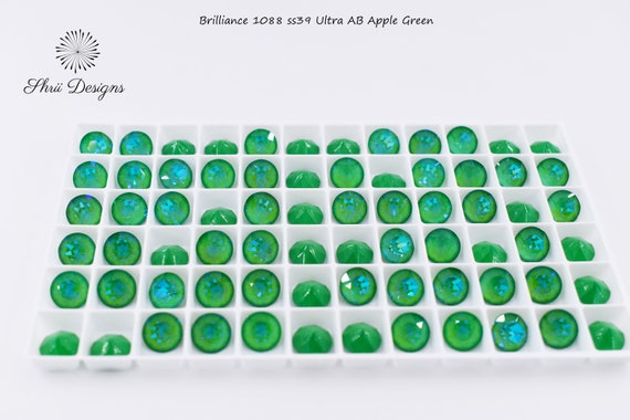 Brilliance 1088 ss39 chatons, Ultra Apple Green AB, Austrian crystal pack of six
