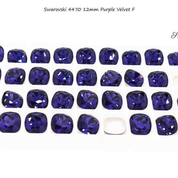 Swarovski 4470 12mm Purple Velvet F, cushion cut square fancy stone