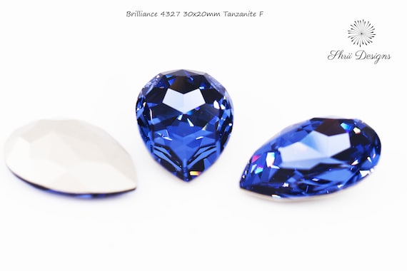 Brilliance 4327 30x20mm Tanzanite F, Austrian crystal pear fancy stone