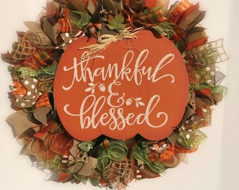 Fall wreath / autumn wreath / fall decor / welcome wreath / Thanksgiving wreath / autumn decor/ thanksgiving decor/ fall front door
