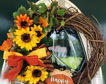 Fall wreath/ fall decor/ autumn wreath/ welcome wreath/ fall welcome