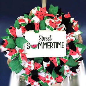 Summer wreath/ summer front door/ summer welcome wreath/ watermelon wreath/ watermelon decor/ deco mesh wreath/ welcome wreath
