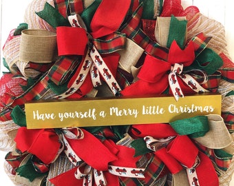 Christmas wreath/ Christmas decor/ welcome wreath/ holiday wreath/ holiday decor/ gold wreath