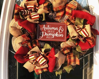 Autumn wreath/ autumn welcome/ fall wreath/ fall welcome wreath/ fall front door/ autumn front door/ welcome wreath