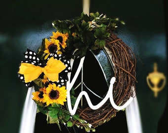 Sunflower wreath/ fall wreath/ fall decor/ welcome wreath/ sunflower decor/ front door wreath