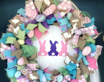 Easter wreath/ Easter decor/ Easter front door/ Easter welcome wreath/ bunny wreath/ spring wreath/ Easter bunny wreath/ Easter welcome