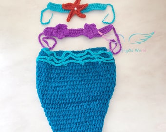 Baby mermaid set,newborn mermaid outfit,baby mermaid costume,crochet mermaid,infant mermaid set,baby mermaid,newborn photo props