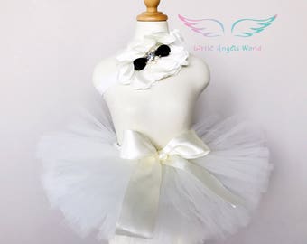 Ivory Newborn Tutu With Lace Headband, Newborn Photography