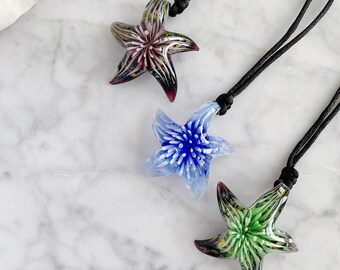 Multicolor Glass Focal Glitter Glass Pendant Stars 51mm Glass Starfish Pendant Mixed Variety Dichroic Pendants Handcrafted Pendant