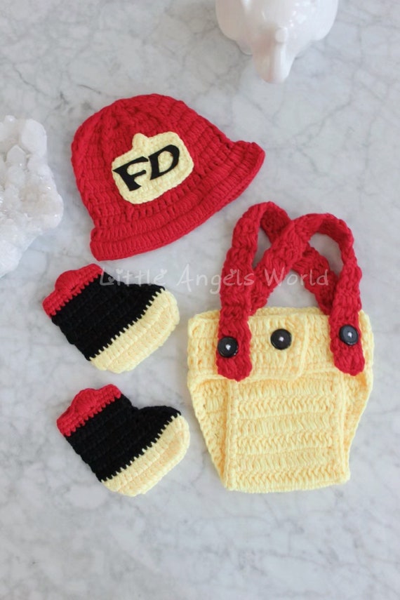 Baby boy firefighter outfit,newborn firefighter outfit,baby firefighter  costume,crochet fireman, newborn photography
