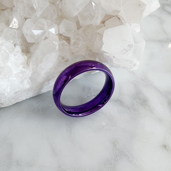 Tungsten rings,Titanium steel rings,Purple rings,Wedding band,Simple rings,Women ring,Gift for man