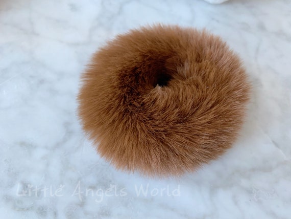 Fluffy Orange Fur Hair Scrunchie Neon Colored Faux Fur Hair Scrunchies, Hair Tie Accessories  main image 3