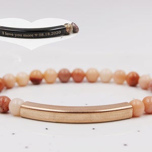 Custom Engraved Bracelet, Red Aventurine Bracelet, Gemstone Beaded Bracelet, Beaded Bracelet, Customized Bracelet, Personalized Bracelet