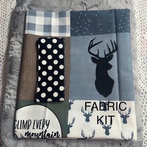 Baby Boy FABRIC Kit| DIY Quilt KIT| Adventure Theme Kit | Deer| Buck|Mountains| Nursery Decor Kit| Crib Bedding Kit|Baby Blanket Kit