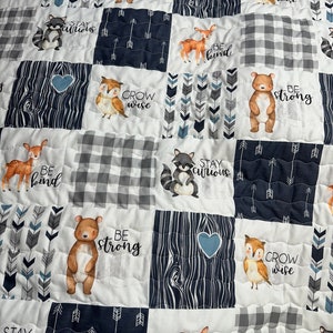 Baby Boy Quilt Handmade |Woodland Theme |Crib Bedding |Nursery Decor |Handmade Baby Blanket|Shower Gift| Baby Gift