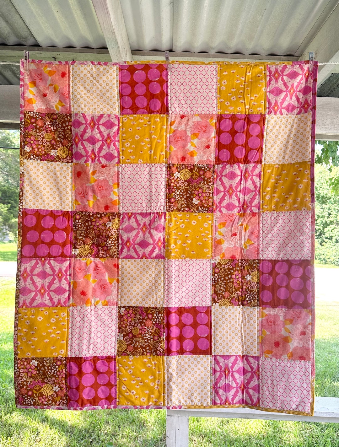 Baby Girl Quilt| Handmade| Patchwork| Florals| Nursery Decor| Crib ...
