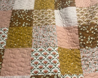 Baby Girl Quilt| Handmade Patchwork|Boho |Bohemian| Baby Blanket| Nursery Decor| Crib Bedding| Baby Shower Gift