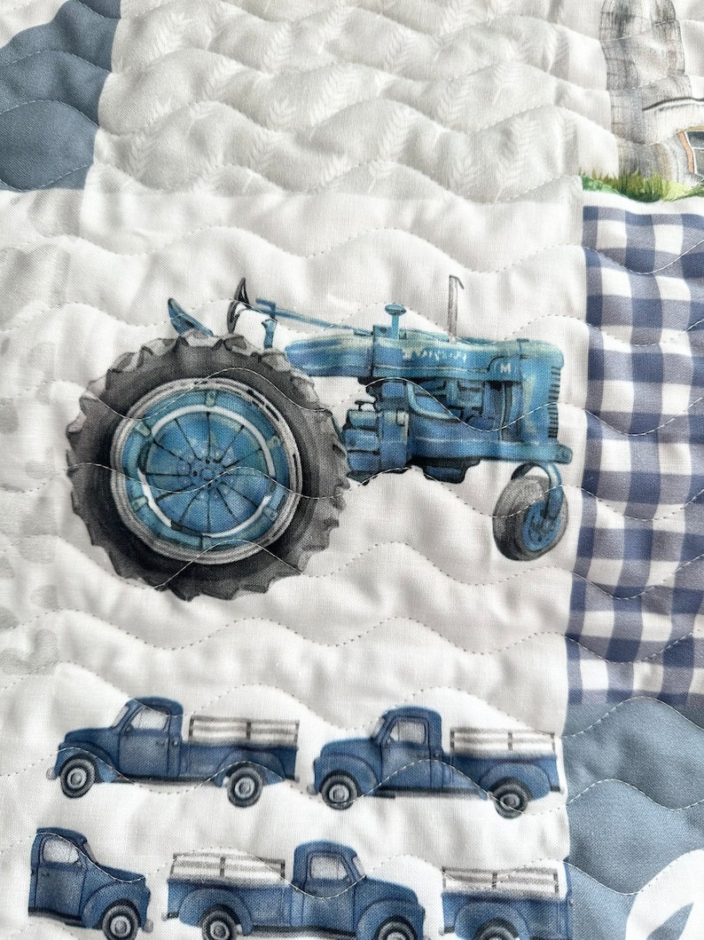 Baby Boy Quilt HandmadeHighland Cow Farm Theme Crib BeddingNursery Decor Handmade Baby Gift image 4