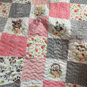 Baby Girl Quilt Handmade Woodland Theme