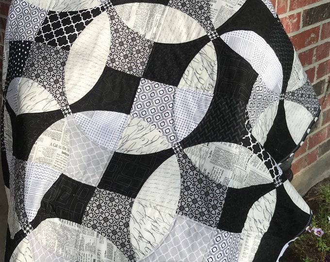 Black and White Vintage Quilt Flowering Snowball Black and Etsy
