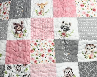 Baby Girl Quilt Handmade Woodland Theme