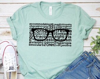 Opto Words T-Shirt | Optometrist, Optician, Ophthalmologist, Ophthalmic Tech, Medical Terms, Opto T-Shirt, Eyeglasses Glasses Tee