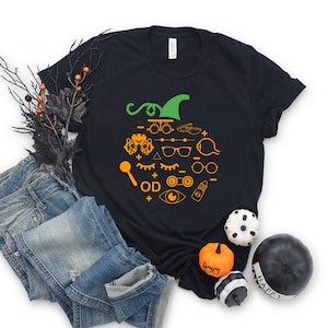 Optometry Symbols Pumpkin T-Shirt | Halloween Glasses Shirt, Optician, Optometrist, Ophthalmologist, Technician, Optometry Pumpkin Shirt